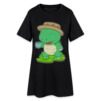 Tasse à café tortue - Robe T-shirt Femme - noir - Devant