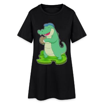 Gant de baseball en crocodile - Robe T-shirt Femme - noir - Devant