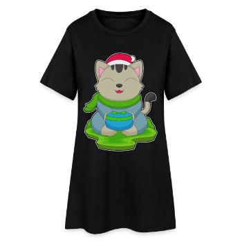 Forfait Noël chat - Robe T-shirt Femme - noir - Devant
