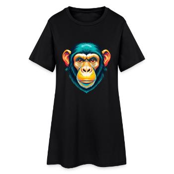 Chimpanzé mignon kawaii dessin animé Clipart visage d’animal - Robe T-shirt Femme - noir - Devant