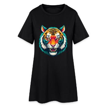 tigre mignon kawaii dessin animé clipart visage d’animal - Robe T-shirt Femme - noir - Devant