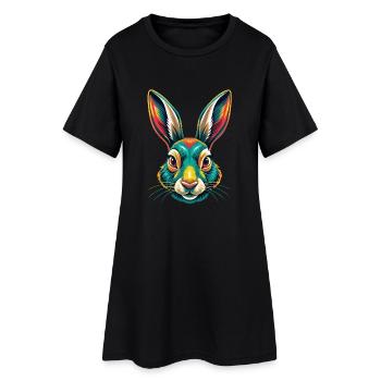Lapin Mignon Kawaii Dessin animé Clipart Animal Face - Robe T-shirt Femme - noir - Devant