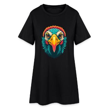 Turkey Cute Kawaii Cartoon Clipart Animal Face - Women’s T-Shirt Dress - black - Front