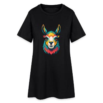 lama mignon kawaii dessin animé clipart visage d’animal - Robe T-shirt Femme - noir - Devant