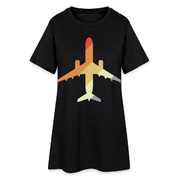 Avion rétro - Robe T-shirt Femme - noir - Devant
