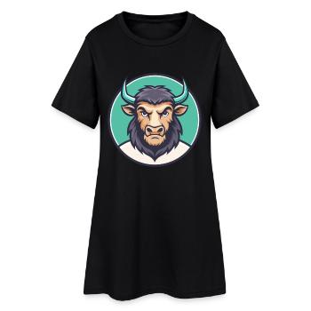 buffle kawaii dessin animé personnage animal visage d’animal de compagnie - Robe T-shirt Femme - noir - Devant