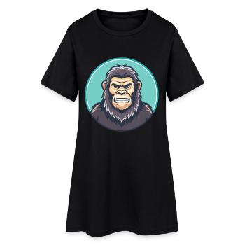 BigFoot Kawaii Cartoon Character Animal Pet Face - Women’s T-Shirt Dress - black - Front