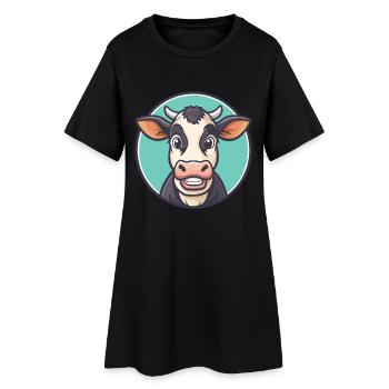 vache kawaii dessin animé personnage animal visage d’animal de compagnie - Robe T-shirt Femme - noir - Devant