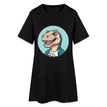 dinosaure kawaii dessin animé personnage animal visage d’animal de compagnie - Robe T-shirt Femme - noir - Devant