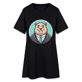 marmotte kawaii dessin animé personnage animal visage d’animal de compagnie - Robe T-shirt Femme - noir - Devant