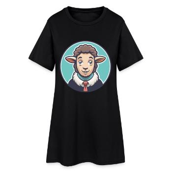 mouton kawaii dessin animé personnage animal visage d’animal - Robe T-shirt Femme - noir - Devant