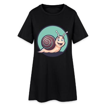 Escargot Kawaii Dessin animé Personnage Animal Visage D’animal - Robe T-shirt Femme - noir - Devant
