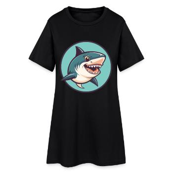 requin kawaii dessin animé personnage animal visage d’animal - Robe T-shirt Femme - noir - Devant