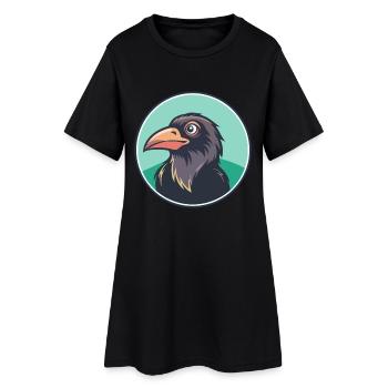 corbeau kawaii dessin animé personnage animal visage d’animal de compagnie - Robe T-shirt Femme - noir - Devant