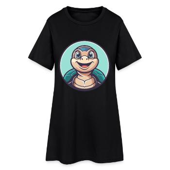 tortue kawaii dessin animé personnage animal visage d’animal de compagnie - Robe T-shirt Femme - noir - Devant