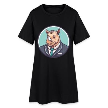 rhinocéros kawaii dessin animé personnage animal visage d’animal de compagnie - Robe T-shirt Femme - noir - Devant