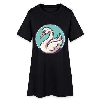 cygne kawaii dessin animé personnage animal visage d’animal - Robe T-shirt Femme - noir - Devant