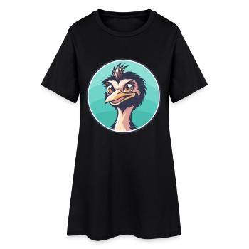 Emu Kawaii Dessin animé Personnage Animal Animal Visage - Robe T-shirt Femme - noir - Devant