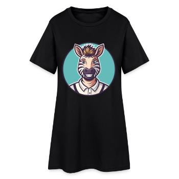 Zebra Kawaii Cartoon Figur Tier Haustier Gesicht - Frauen T-Shirt-Kleid - Schwarz - Vorne