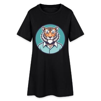 Tigre Kawaii Dessin animé Personnage Animal Animal Visage - Robe T-shirt Femme - noir - Devant