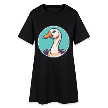 Goose Kawaii Cartoon Character Animal Pet Face - Women’s T-Shirt Dress - black - Front