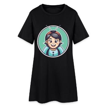 coccinelle kawaii dessin animé personnage animal visage d’animal de compagnie - Robe T-shirt Femme - noir - Devant