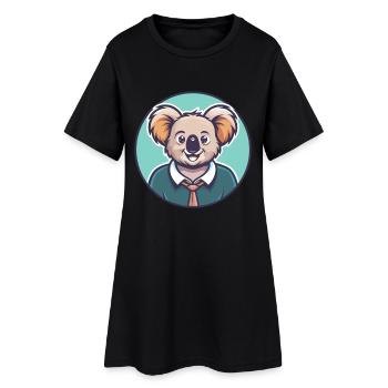 Koala Kawaii Dessin animé Personnage Animal Animal Visage - Robe T-shirt Femme - noir - Devant