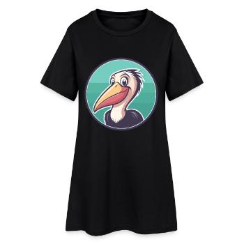 Pélican Kawaii Dessin Animé Personnage Animal Visage D’animal - Robe T-shirt Femme - noir - Devant