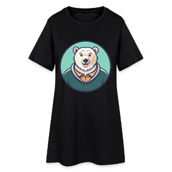 ours polaire kawaii dessin animé personnage visage animal - Robe T-shirt Femme - noir - Devant