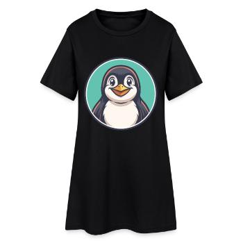Pingouin Kawaii Dessin animé Personnage Animal Visage D’animal - Robe T-shirt Femme - noir - Devant