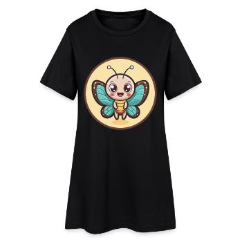 papillon kawaii dessin animé personnage animal visage d’animal - Robe T-shirt Femme - noir - Devant