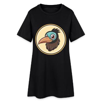 Crow Kawaii Dessin animé Personnage Animal Animal Visage - Robe T-shirt Femme - noir - Devant