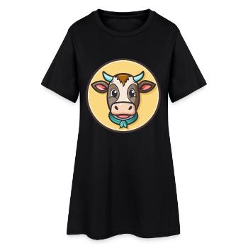 vache kawaii dessin animé personnage animal visage d’animal de compagnie - Robe T-shirt Femme - noir - Devant