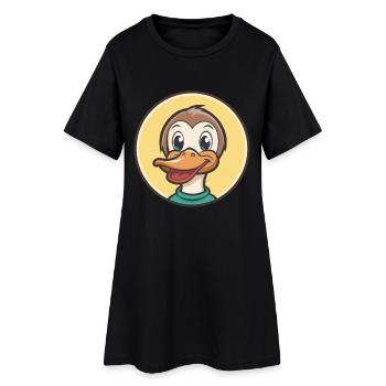Canard Kawaii Dessin animé Personnage Animal Animal Visage - Robe T-shirt Femme - noir - Devant
