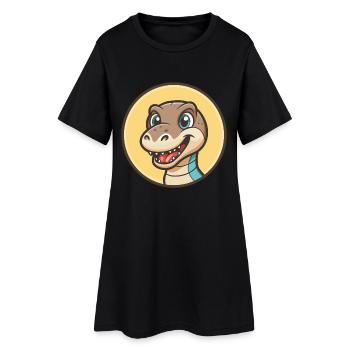dinosaure kawaii dessin animé personnage animal visage d’animal de compagnie - Robe T-shirt Femme - noir - Devant