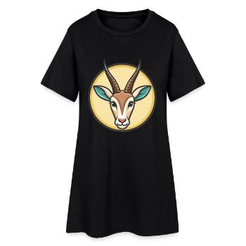Oryx Kawaii Dessin animé Personnage Animal Animal Visage - Robe T-shirt Femme - noir - Devant