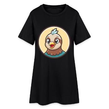 Dove Kawaii Cartoon Figur Tier Haustier Gesicht - Frauen T-Shirt-Kleid - Schwarz - Vorne