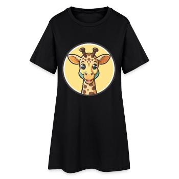 Girafe Kawaii Dessin animé Personnage Animal Visage D’animal - Robe T-shirt Femme - noir - Devant