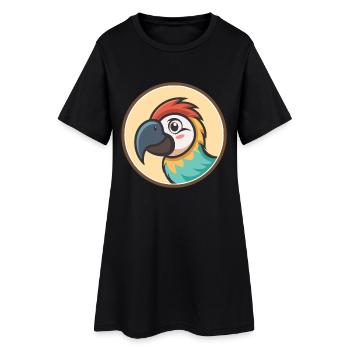 Perroquet Kawaii Dessin animé Personnage Animal Animal Visage - Robe T-shirt Femme - noir - Devant