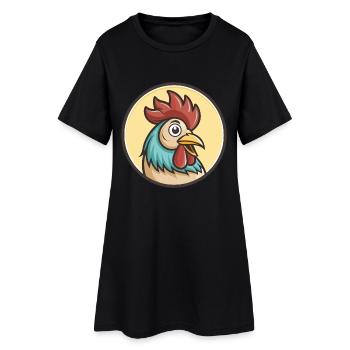 Coq Kawaii Dessin animé Personnage Animal Visage D’animal - Robe T-shirt Femme - noir - Devant