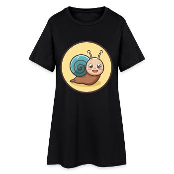 Escargot Kawaii Dessin animé Personnage Animal Visage D’animal - Robe T-shirt Femme - noir - Devant