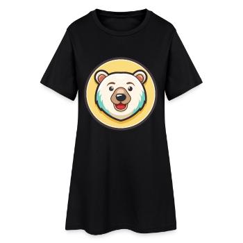 ours polaire kawaii dessin animé personnage visage animal - Robe T-shirt Femme - noir - Devant