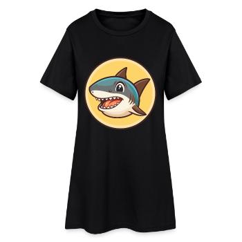 requin kawaii dessin animé personnage animal visage d’animal - Robe T-shirt Femme - noir - Devant
