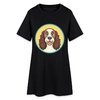 Race de chien Spaniel alpin Dessin animé Kawaii Clipart - Robe T-shirt Femme - noir - Devant