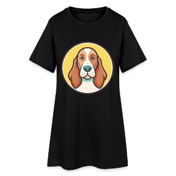 Basset Fauve De Bretagne Dog Breed Cartoon Kawaii - Women’s T-Shirt Dress - black - Front