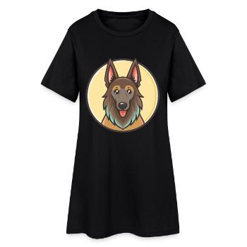 Belge Groenendael Race Chien Drôle Dessin animé Kawaii - Robe T-shirt Femme - noir - Devant