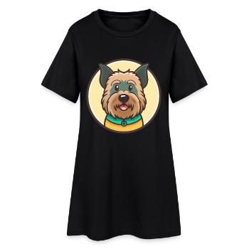 Bouvier des Flandres Chien Race Dessin animé Kawaii Pet - Robe T-shirt Femme - noir - Devant