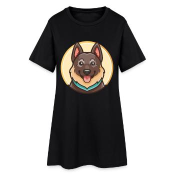 Noir Norvégien Elkhound Chien Race Dessin animé Kawaii - Robe T-shirt Femme - noir - Devant