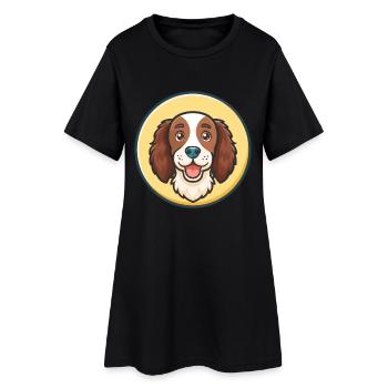 Bretagne Chien Race Coloré Dessin animé Kawaii Clipart - Robe T-shirt Femme - noir - Devant