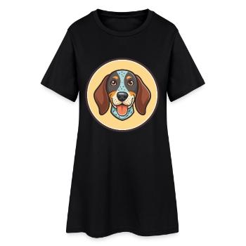 Bluetick Coonhound Hunderasse Karikatur Kawaii - Frauen T-Shirt-Kleid - Schwarz - Vorne